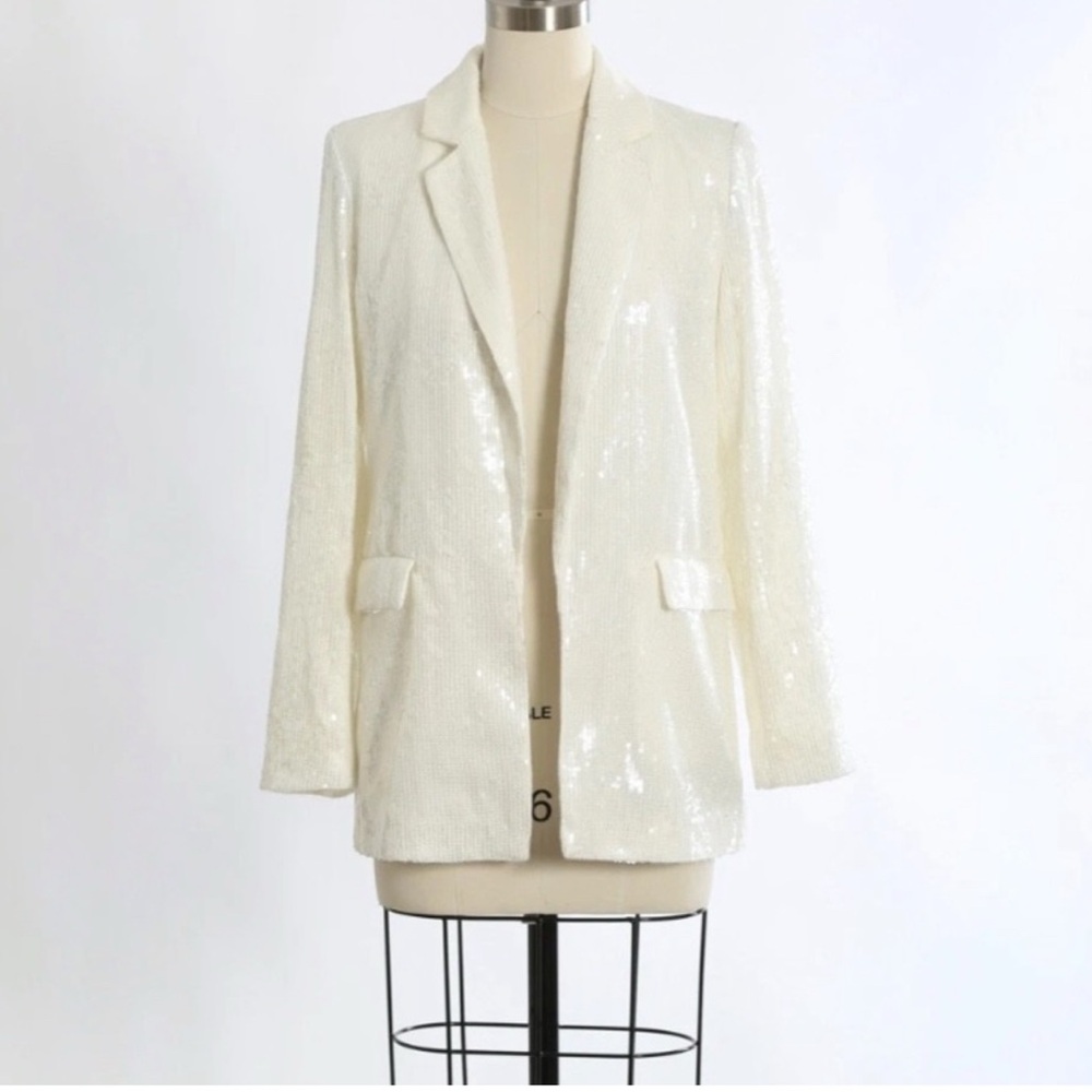 Rachel Zoe White Sequin Blazer